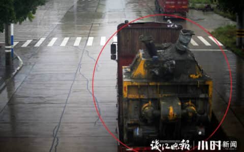 这个贼胆子有点大！光天化日之下，动用吊车货车盗窃建筑材料