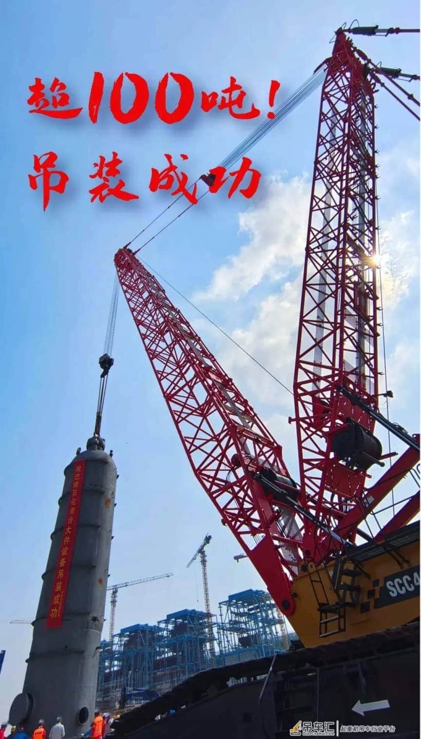 巴陵石化己内酰胺搬迁项目:130吨首台大件设备顺利吊装成功
