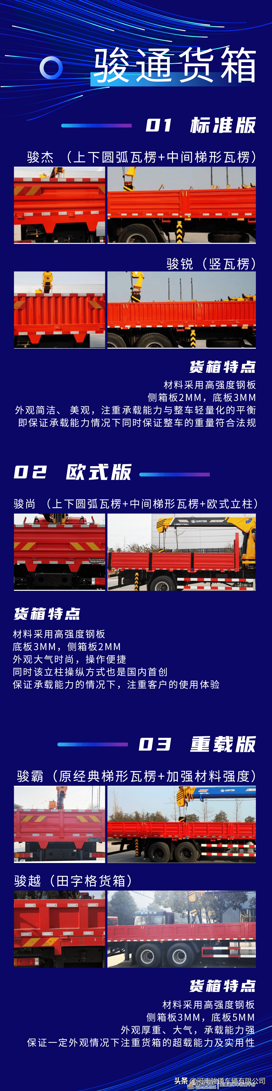 涨知识了！骏通这几款随车吊货箱特点你知道吗？