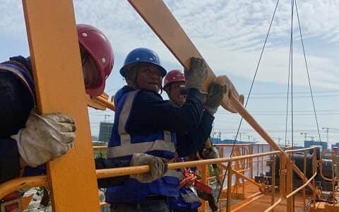 向建工控股党代会献礼丨安徽一建“丁香苑(一期）项目”首座塔式起重机安装完成
