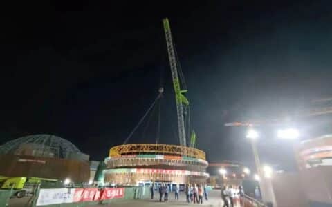 中核机械圆满完成昌江核电华龙一号3号核岛厂房钢衬里模块五吊装
