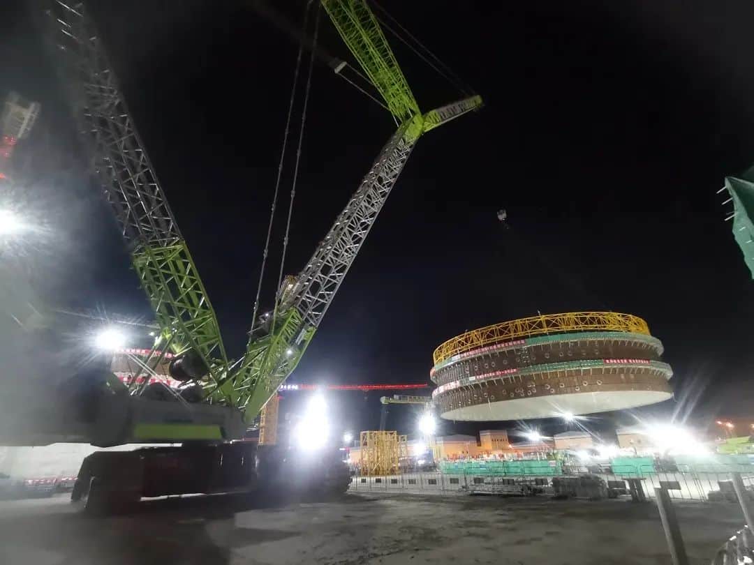 中核机械圆满完成昌江核电华龙一号3号核岛厂房钢衬里模块五吊装