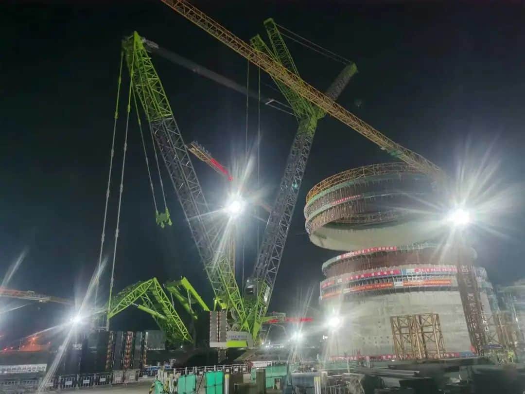 中核机械圆满完成昌江核电华龙一号3号核岛厂房钢衬里模块五吊装