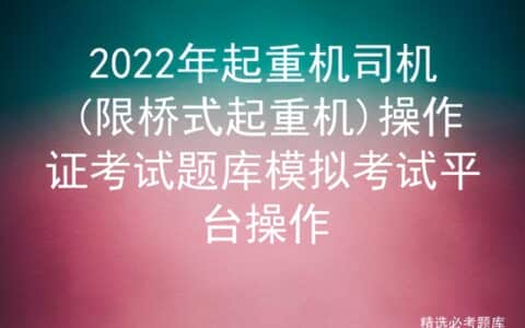 2022年起重机司机(限桥式起重机)操作证考试题库模拟考试平台操作